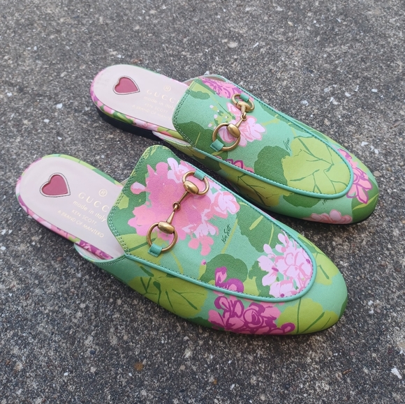 Gucci Shoes - Gucci X Ken Scott Princetown Floral Mules Horsebit Size 37.5